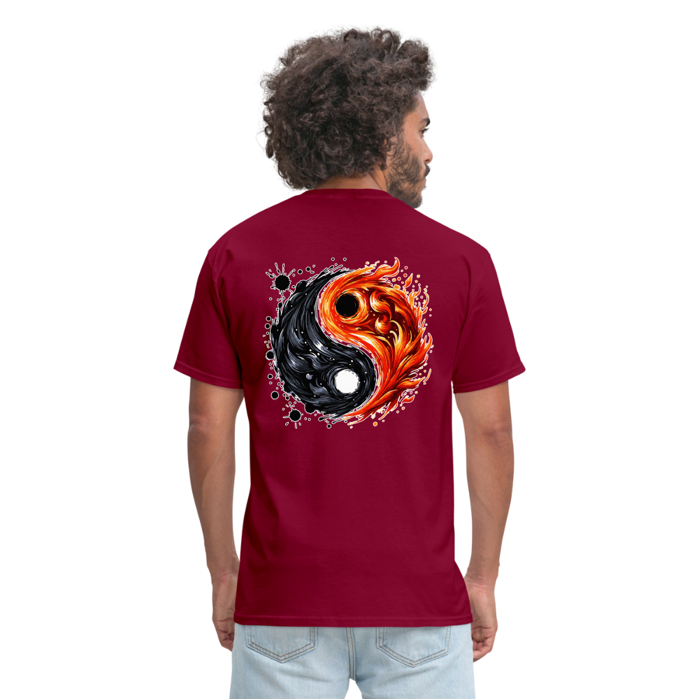 Official Yin and Yang Ink and Ember Unisex Classic T-Shirt with Logo - burgundy