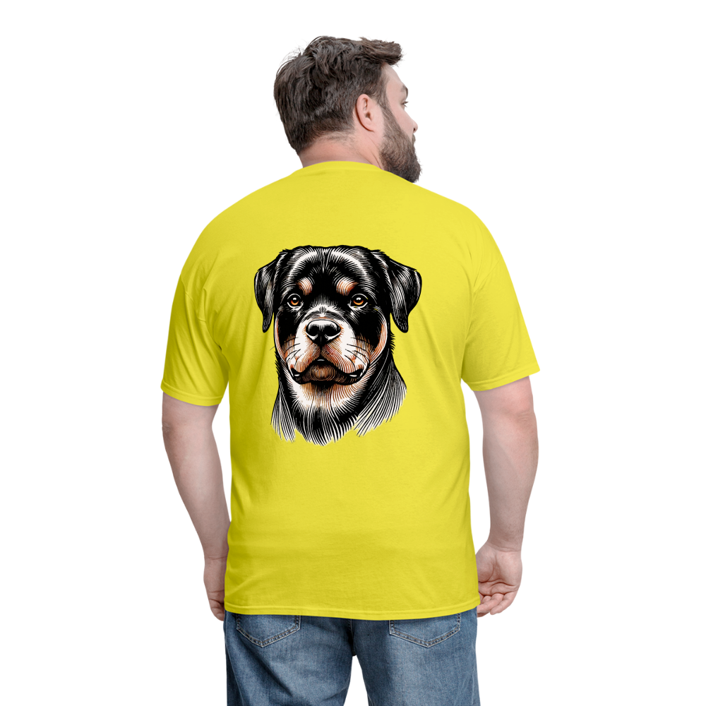 Fine Line Rottweiler Graphic Unisex Classic T-Shirt with Logo - yellow