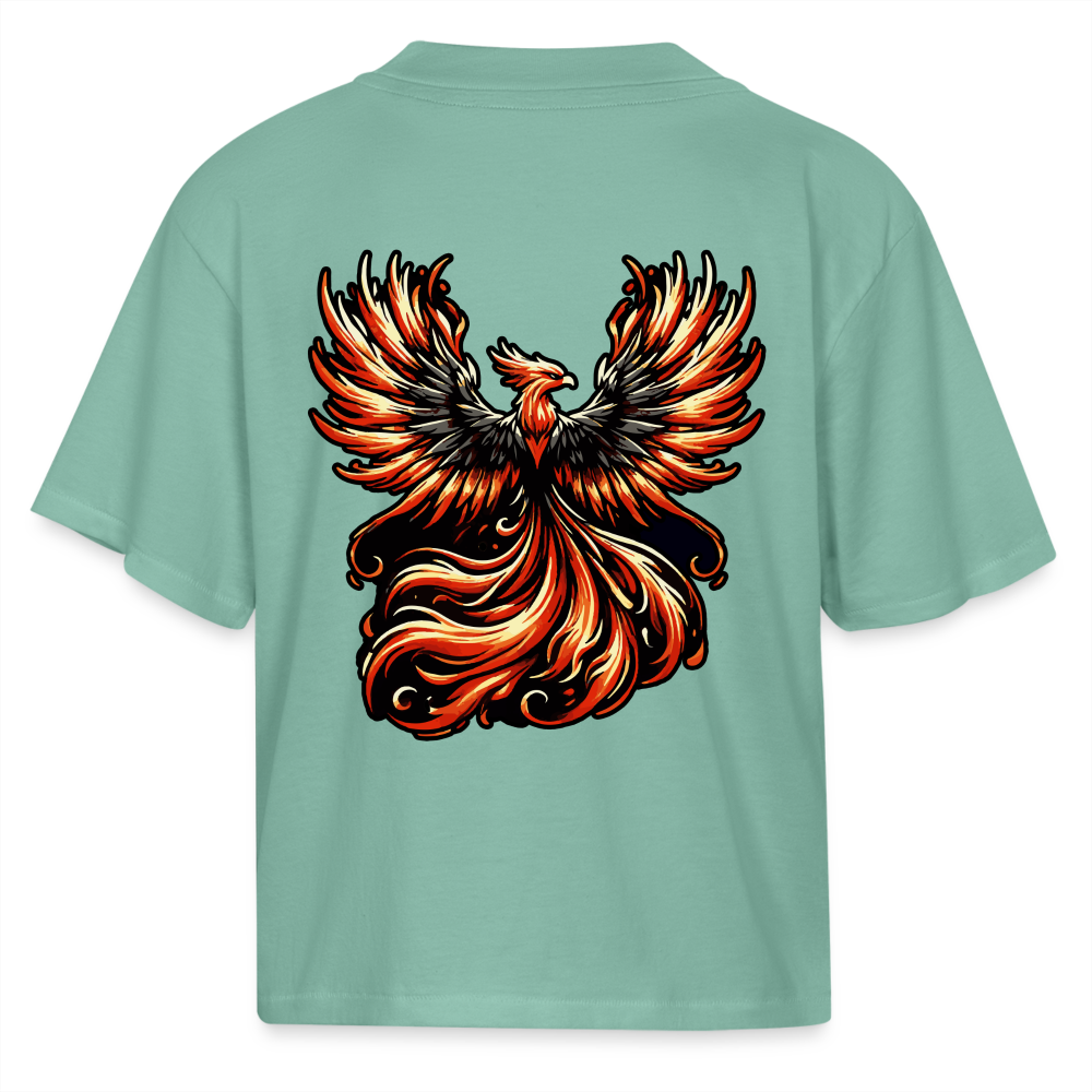 Women's Phoenix Graphic Boxy Tee with Logo - saltwater