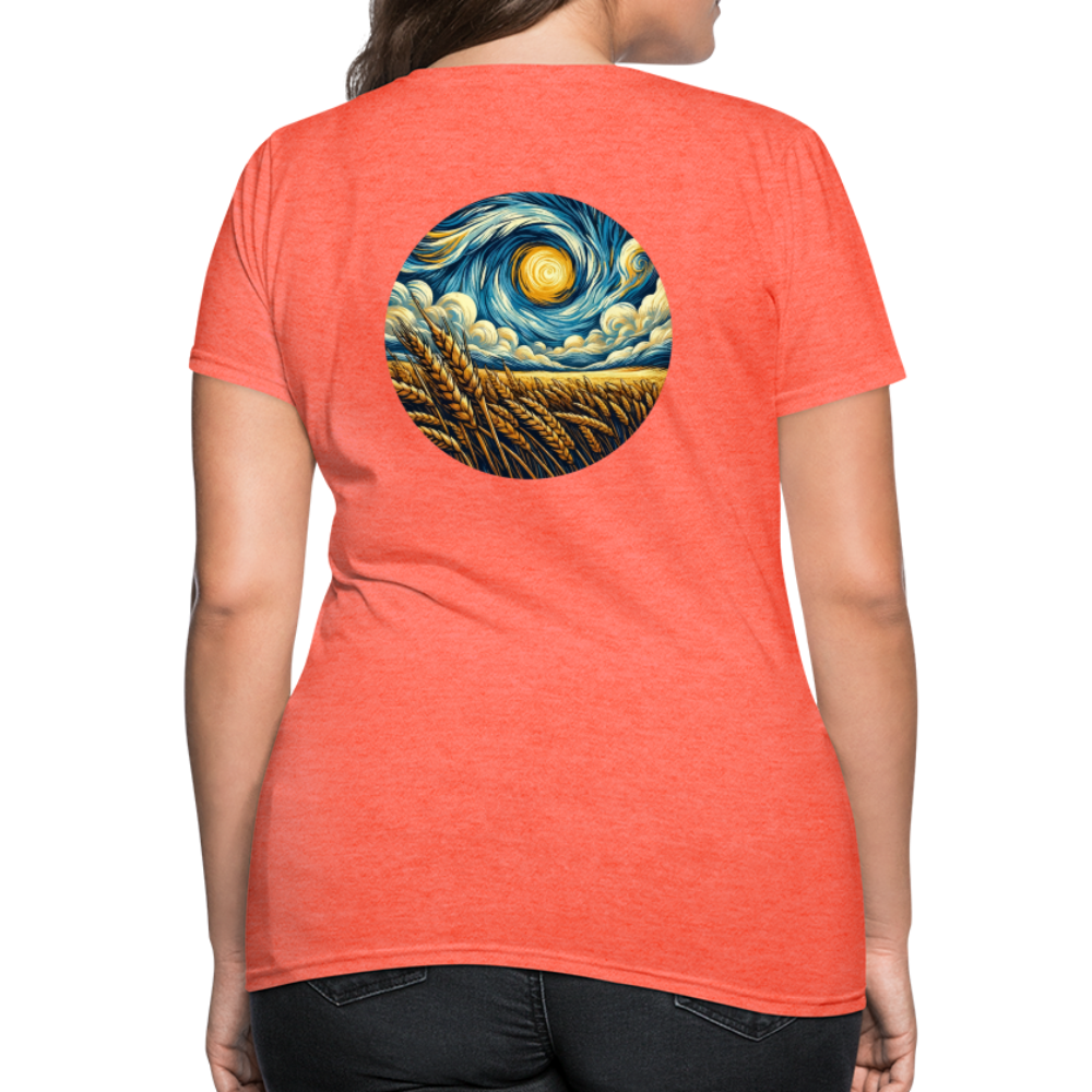 Women's Wheat Field Graphic T-Shirt with Logo - heather coral