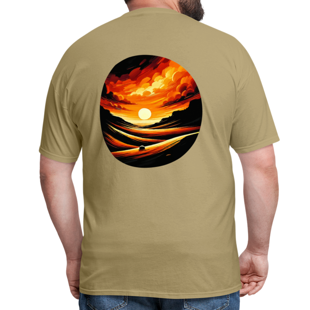 Desert Sunset Graphic Unisex Classic T-Shirt with Logo - khaki