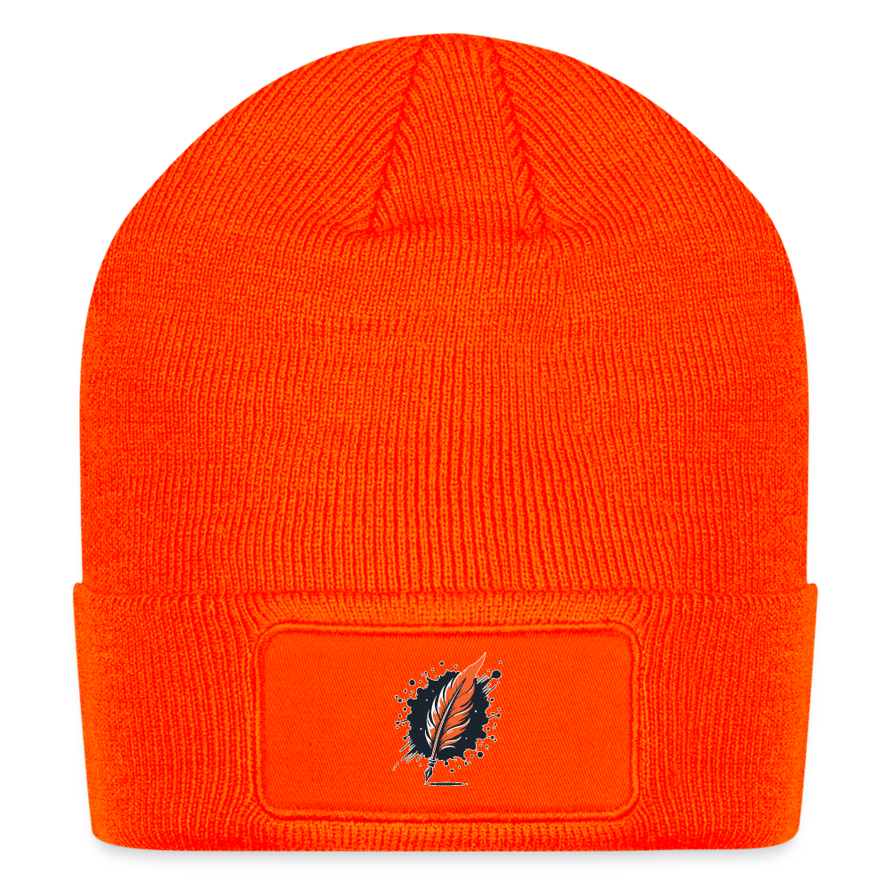 Plain Patch Beanie with Logo - neon orange