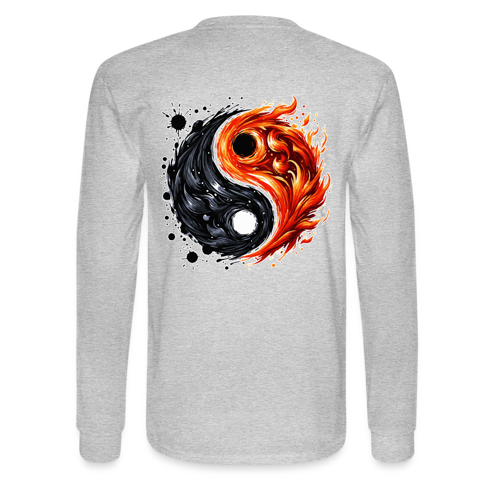 Men's Official Ink and Ember  Yin and Yang Long Sleeve Shirt with Logo - heather gray