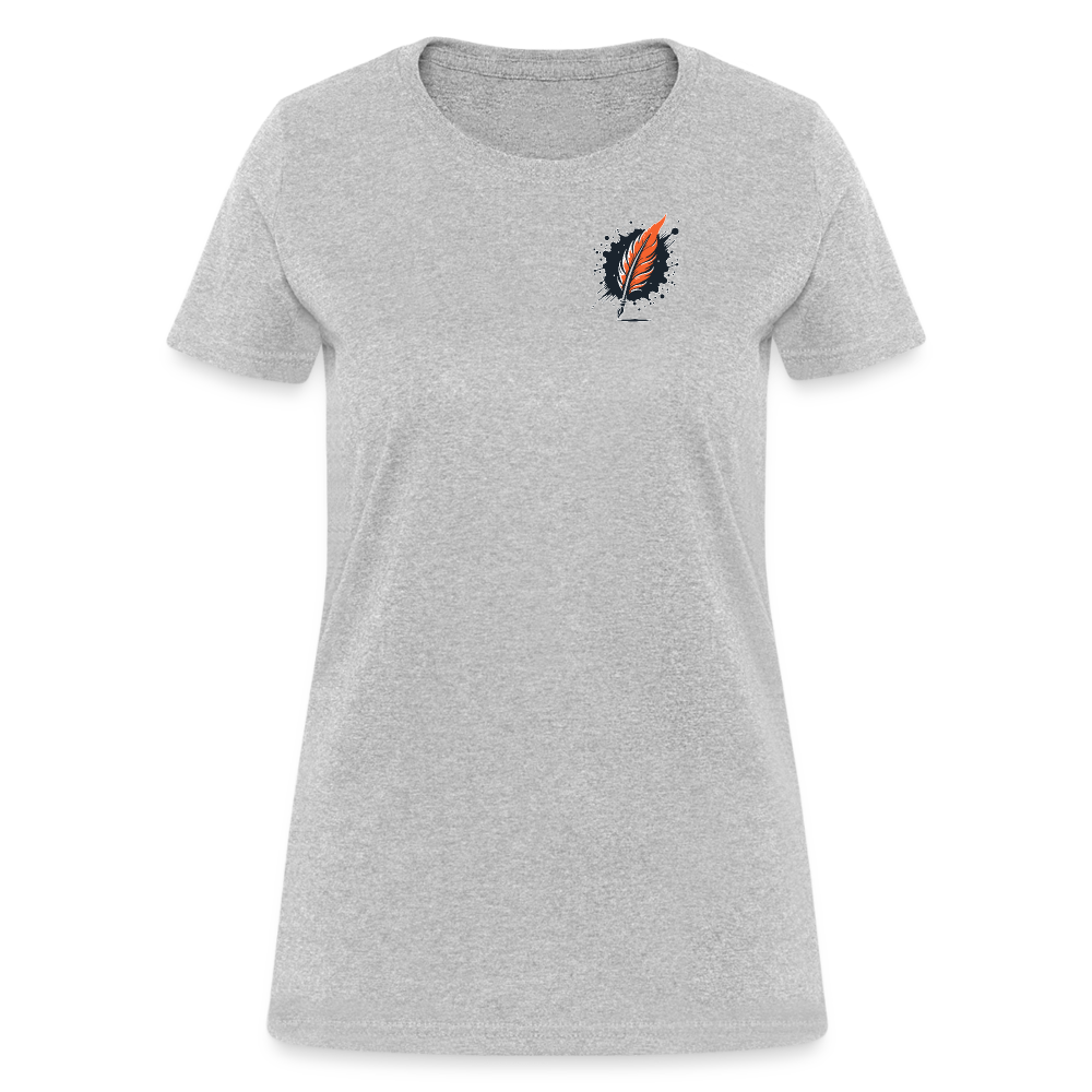 Women's Orange and Black Mountain Range T-Shirt with Logo - heather gray