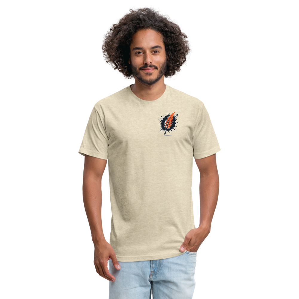 Colored Prairie Landscape Graphic Unisex Fitted Cotton/Poly T-Shirt with Logo - heather cream