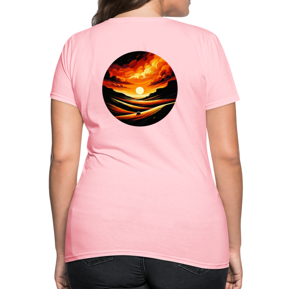 Women's Desert Sunset Graphic T-Shirt with Logo - pink