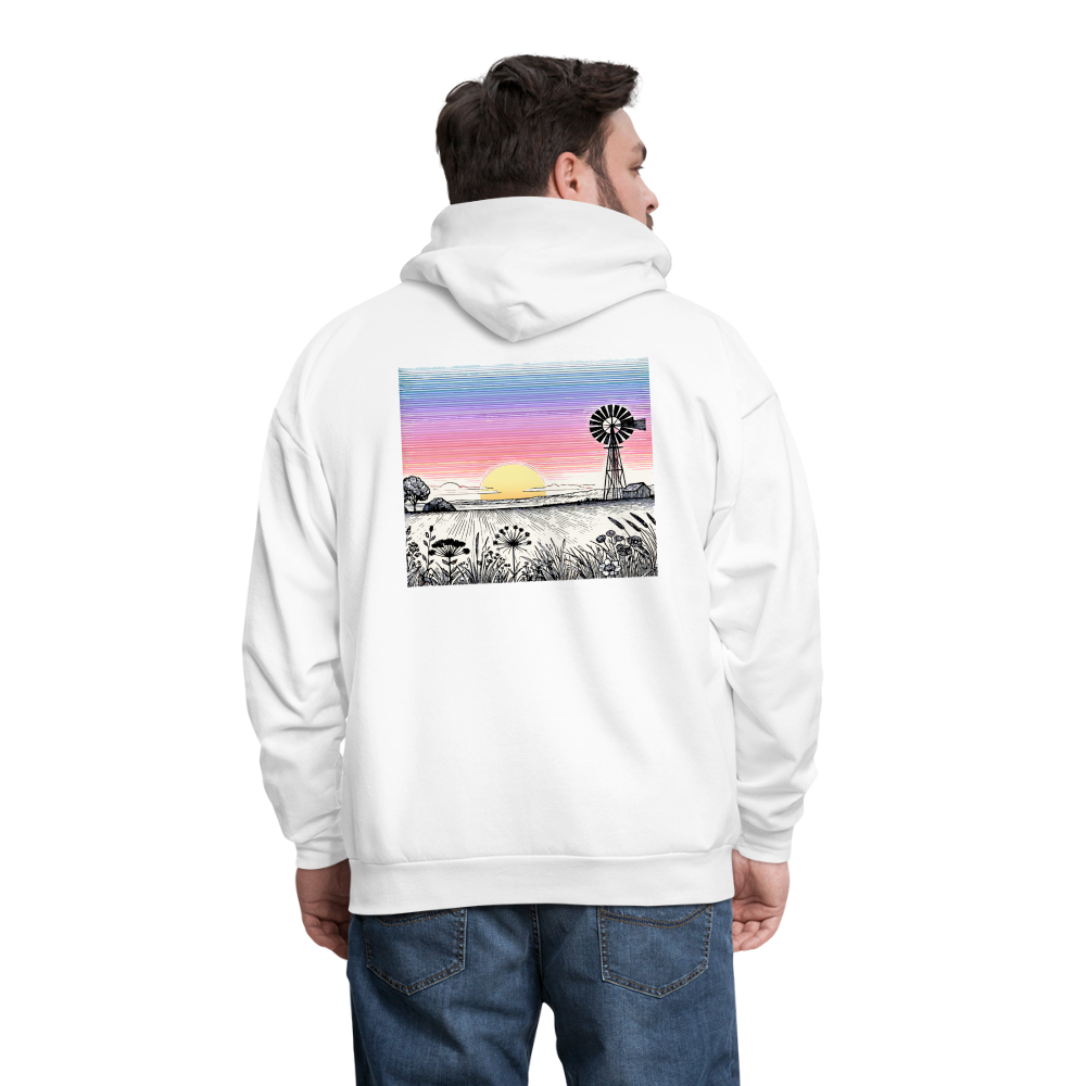 Men's Colored Prairie Landscape Graphic Hoodie with Logo - white