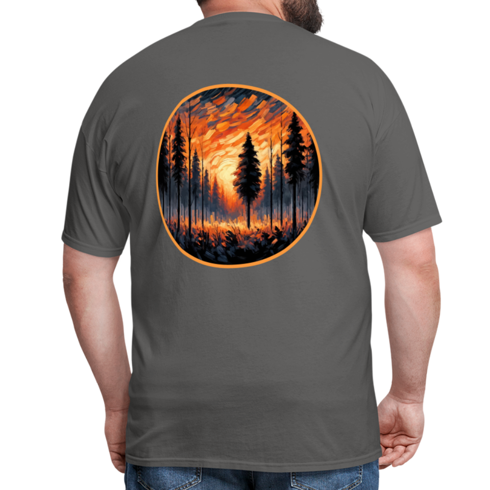 Orange Forest Sunset Unisex Classic T-Shirt with Logo - charcoal