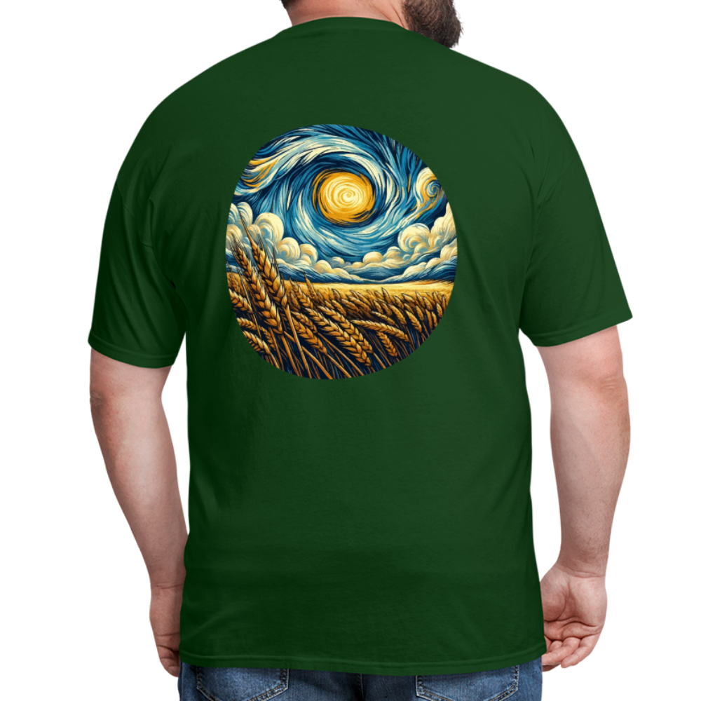 Wheat Field Graphic Unisex Classic T-Shirt with Logo - forest green