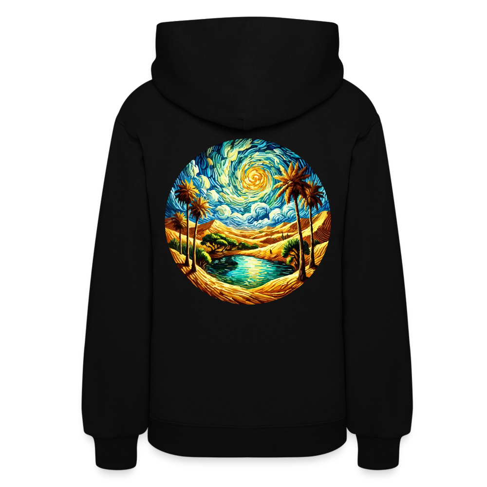 Women's Desert Oasis Graphic Hoodie with Logo - black