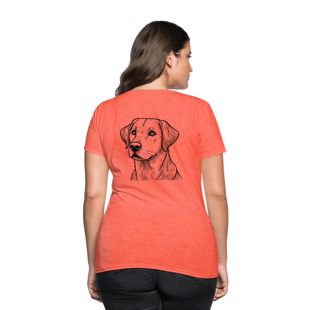 Women's Fine Line Labrador Graphic T-Shirt with Logo - heather coral