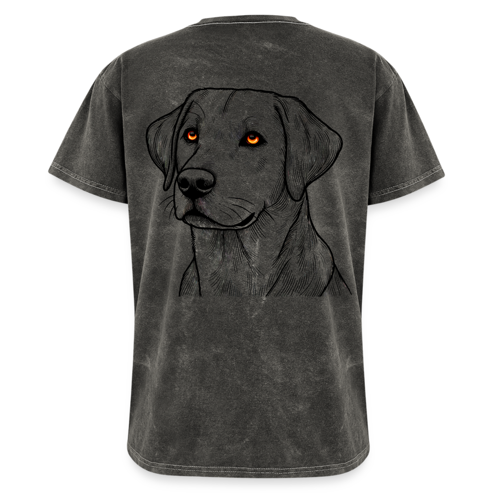 Fine Line Labrador Graphic Unisex Mineral Wash T-shirt with Logo - mineral charcoal gray