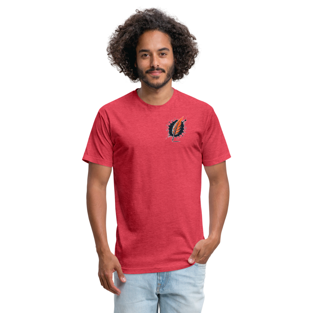 Fine Line Rottweiler Graphic Unisex Fitted Cotton/Poly T-Shirt with Logo - heather red