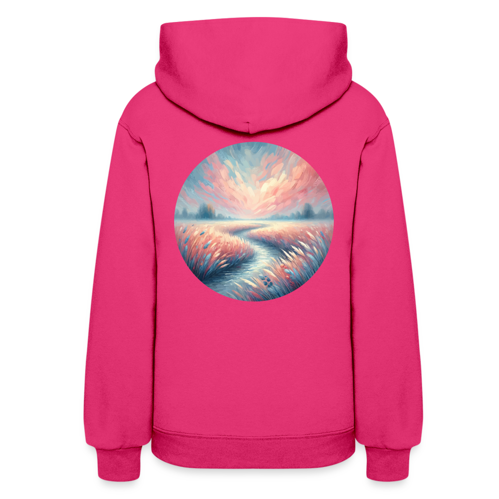 Women's River Meadow Graphic Hoodie with Logo - fuchsia