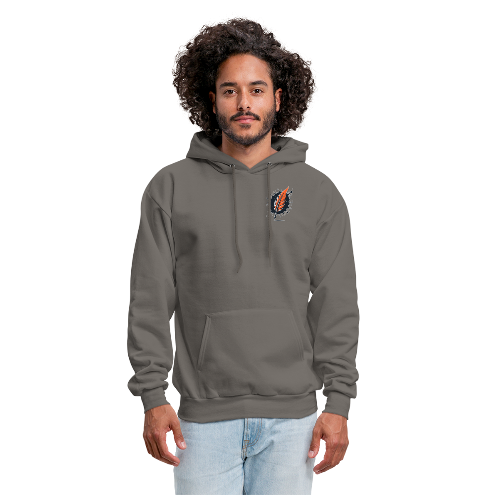 Men's Colored Prairie Landscape Graphic Hoodie with Logo - asphalt gray