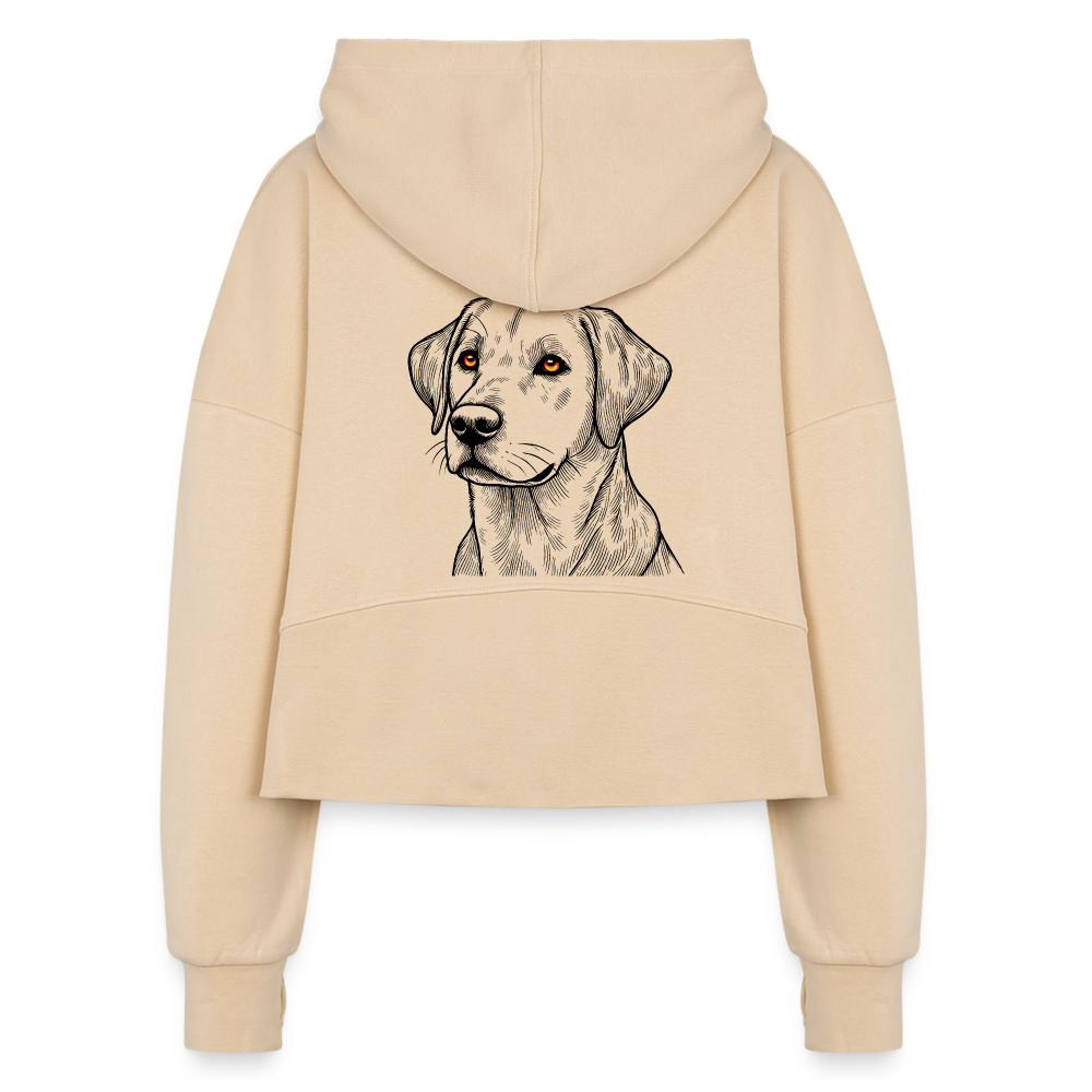 Women's Fine Line Labrador Graphic Half Zip Cropped Hoodie with Logo - nude