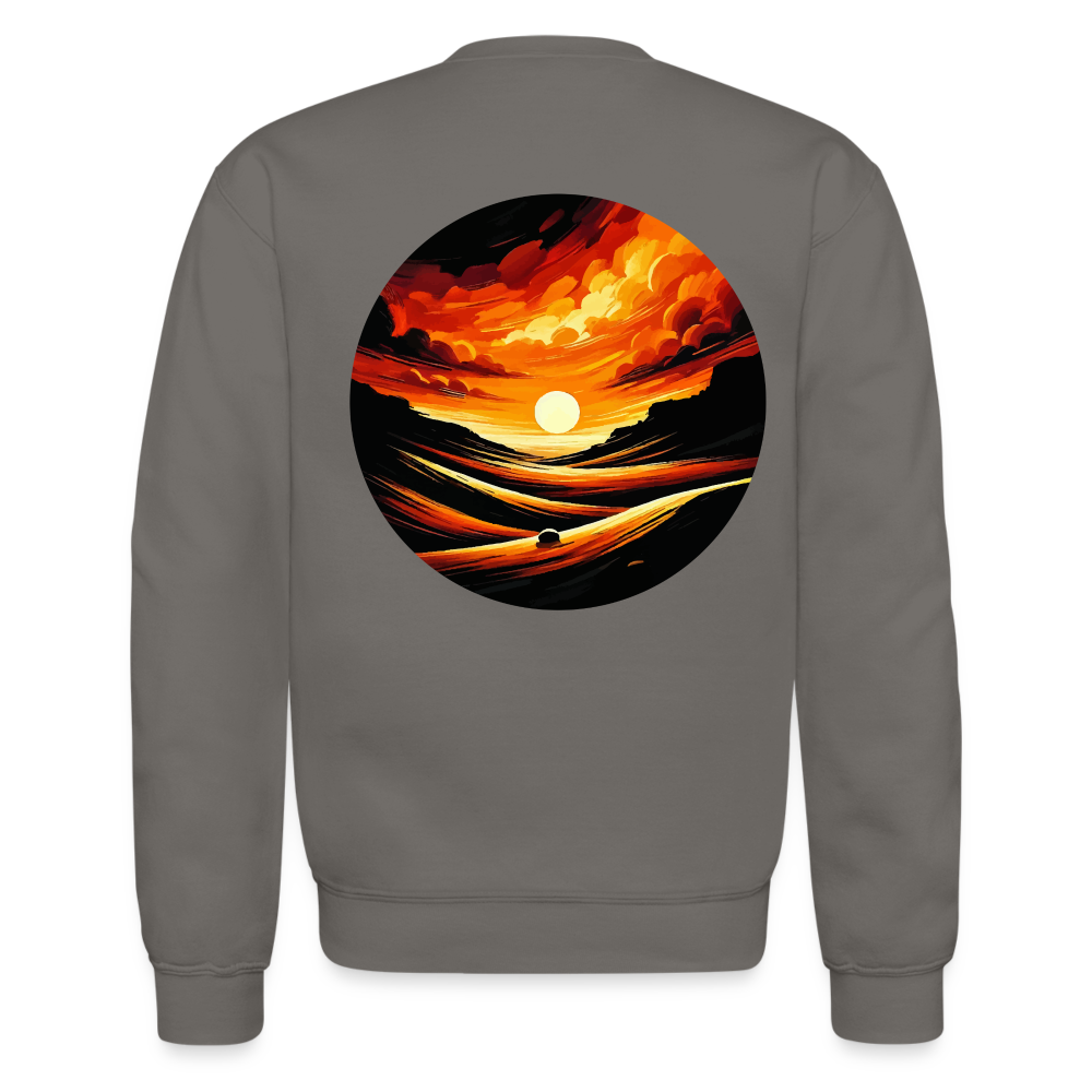 Desert Sunset Graphic Crewneck Sweatshirt with Logo - asphalt gray