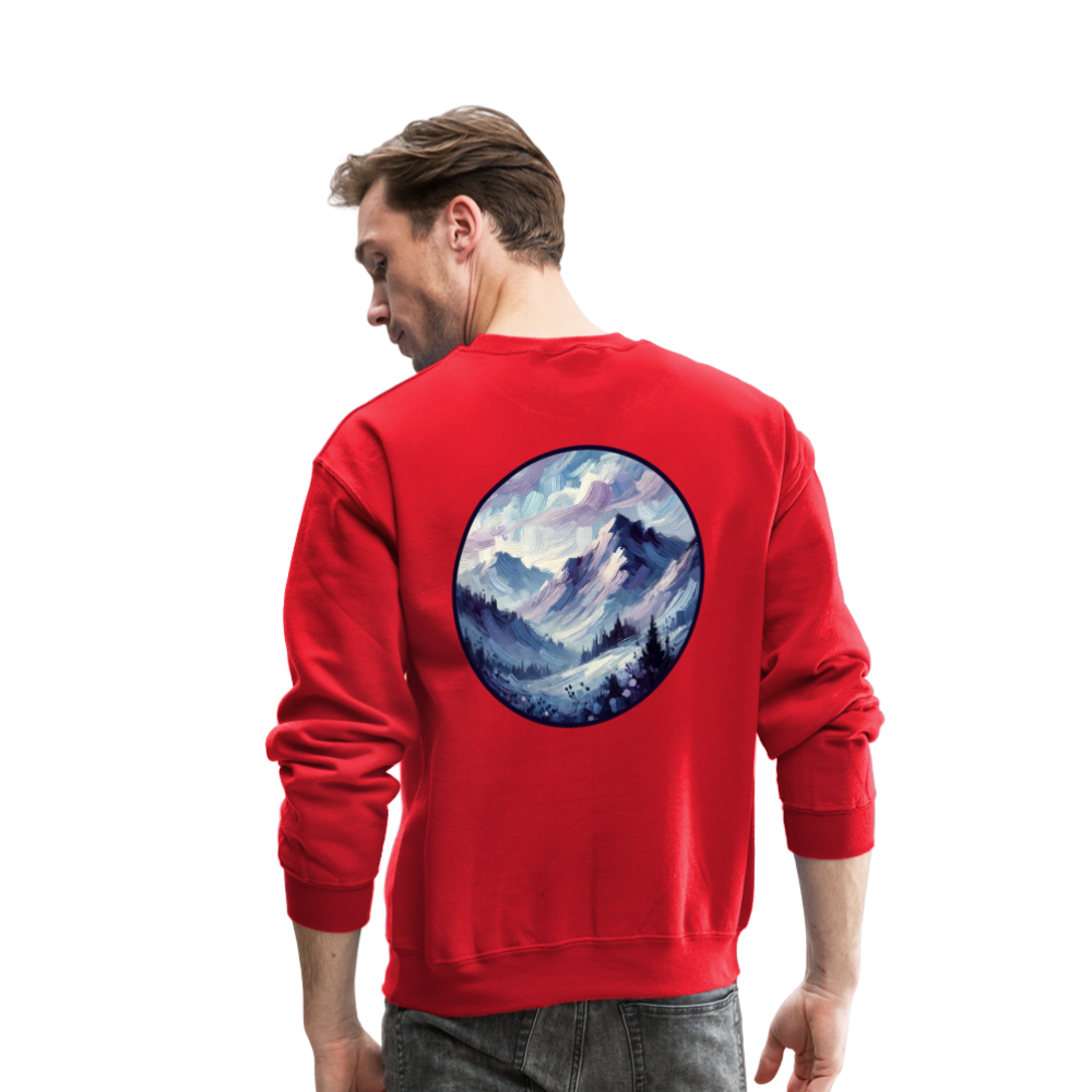 Lavender Blue Mountain Range Crewneck Sweatshirt with Logo - red