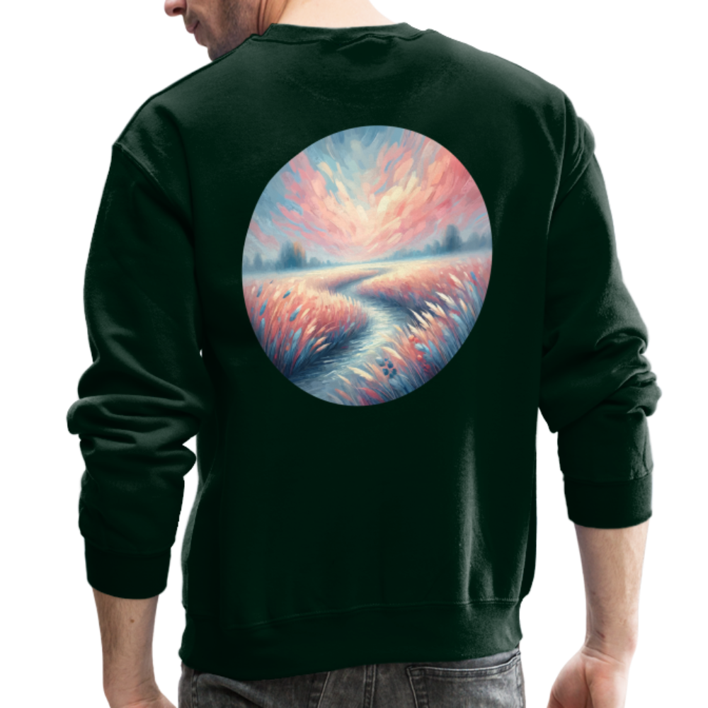 River Meadow Graphic Crewneck Sweatshirt with Logo - forest green