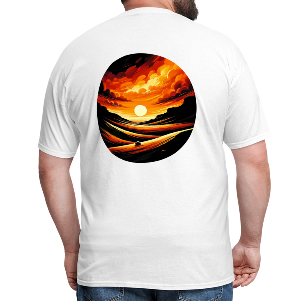 Desert Sunset Graphic Unisex Classic T-Shirt with Logo - white