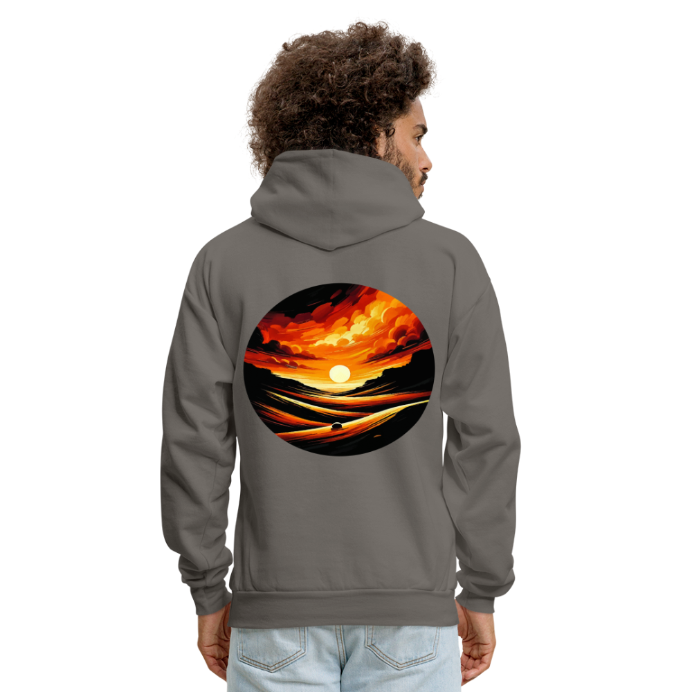 Men's Desert Sunset Graphic Hoodie with Logo - asphalt gray