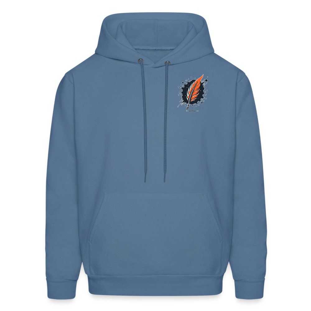 Men's Colored Mountain Lake Landscape Graphic Hoodie with Logo - denim blue