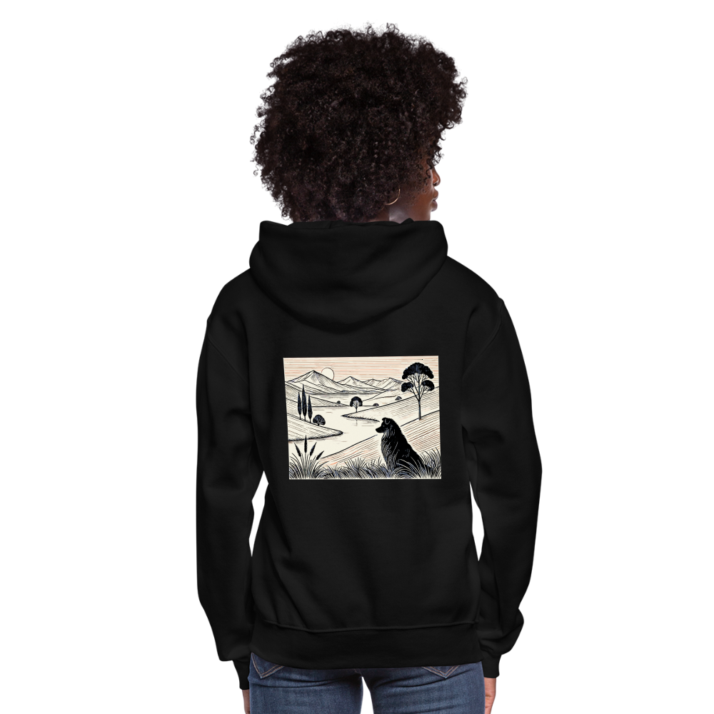 Women's Australian Shepherd Prairie Graphic Hoodie with Logo - black