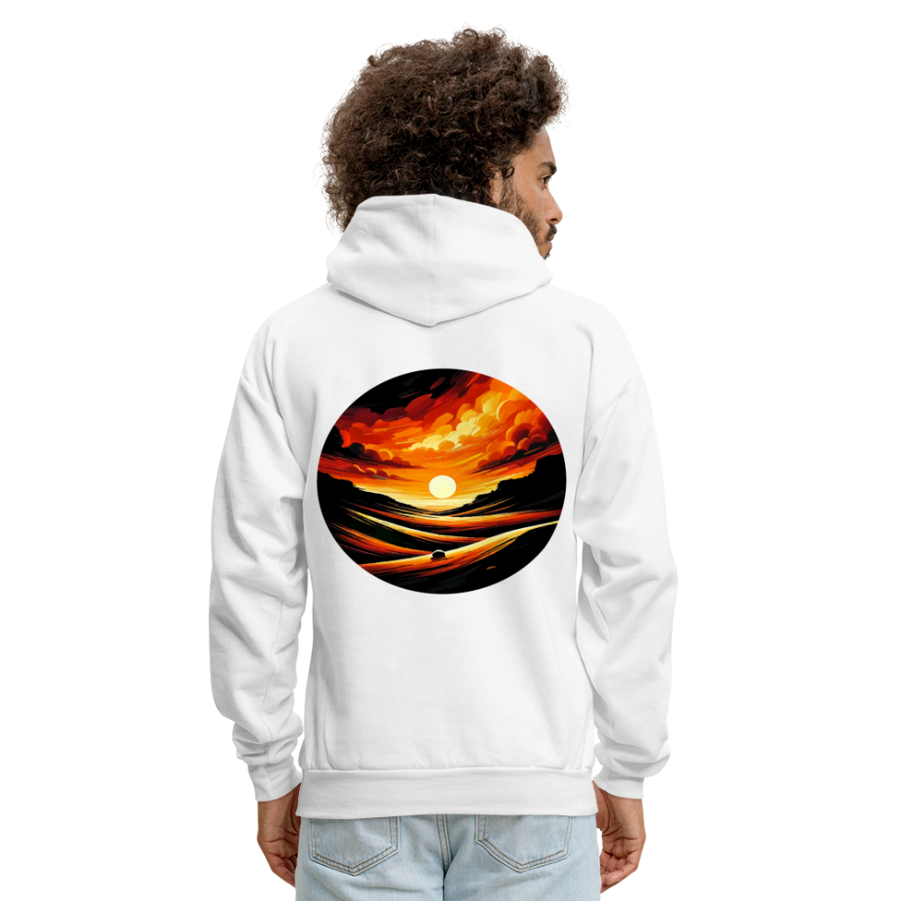 Men's Desert Sunset Graphic Hoodie with Logo - white