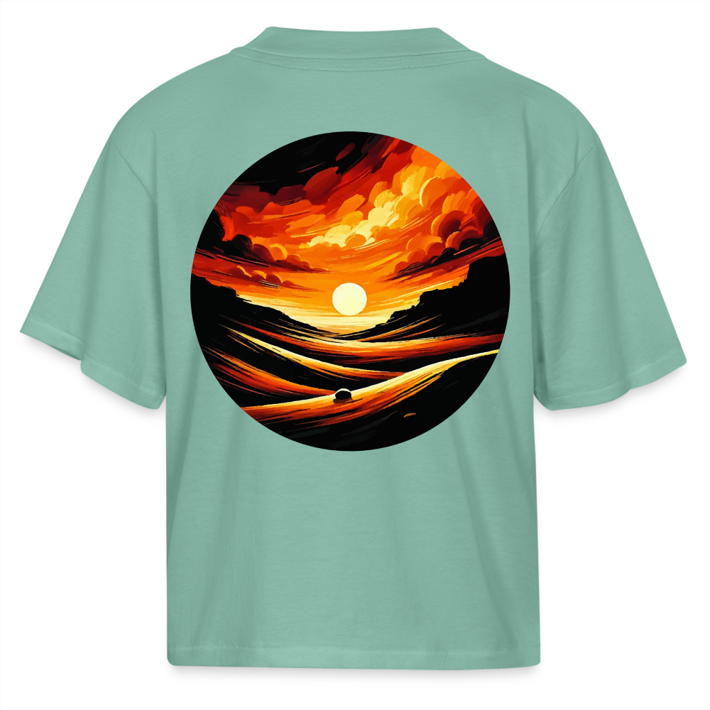 Women's Desert Sunset Graphic Boxy Tee with Logo - saltwater