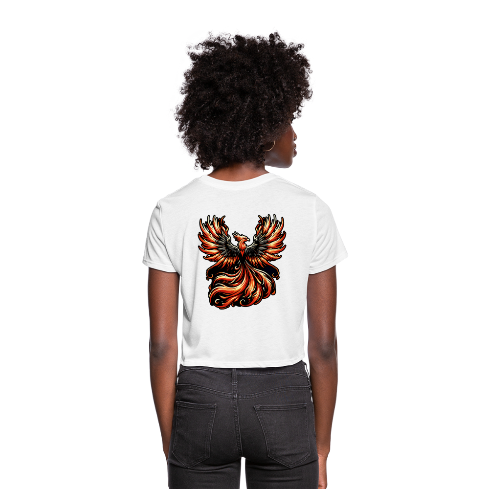 Women's Phoenix Graphic Cropped T-Shirt with Logo - white