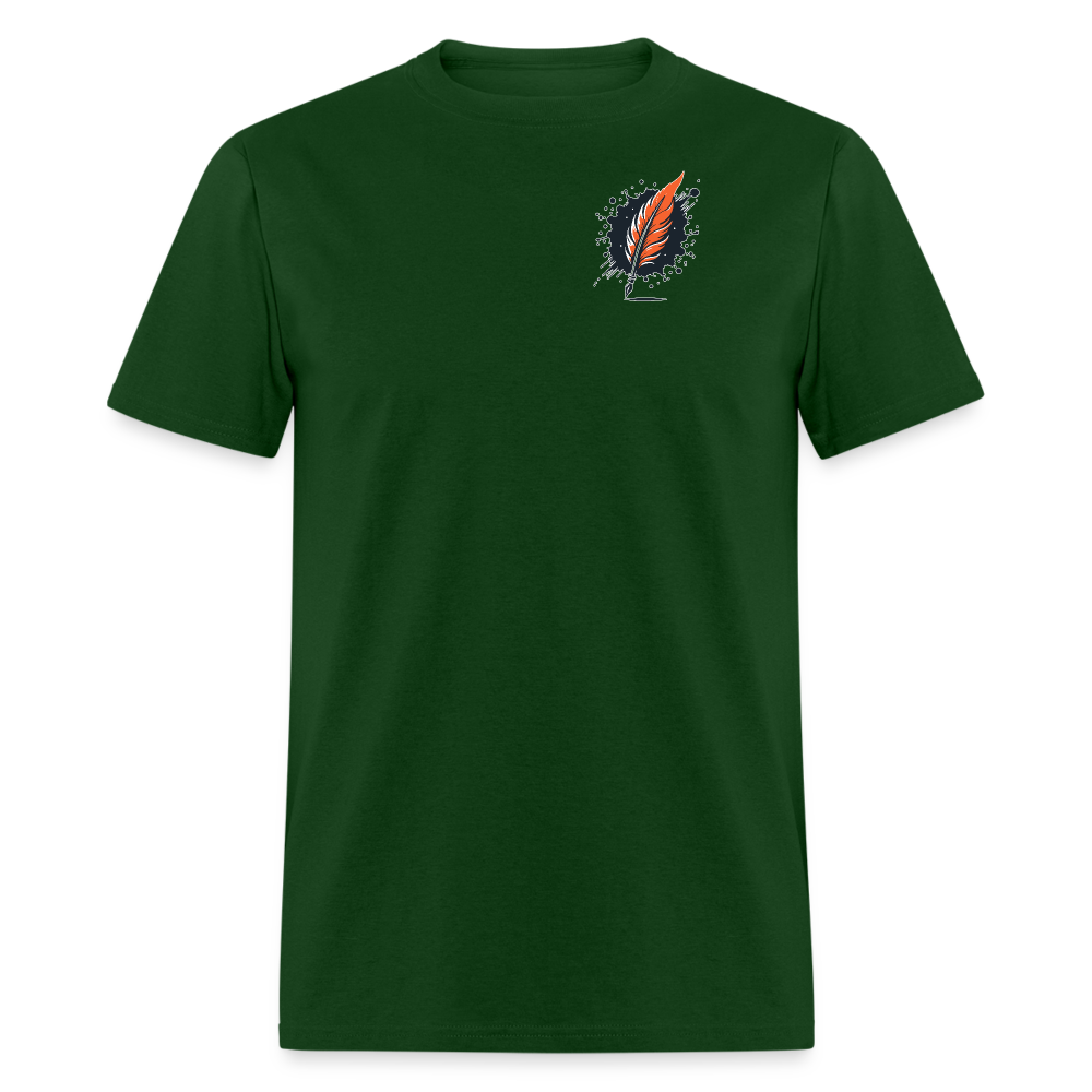 Orange Swirling Mountains Graphic Unisex Classic T-Shirt with Logo - forest green