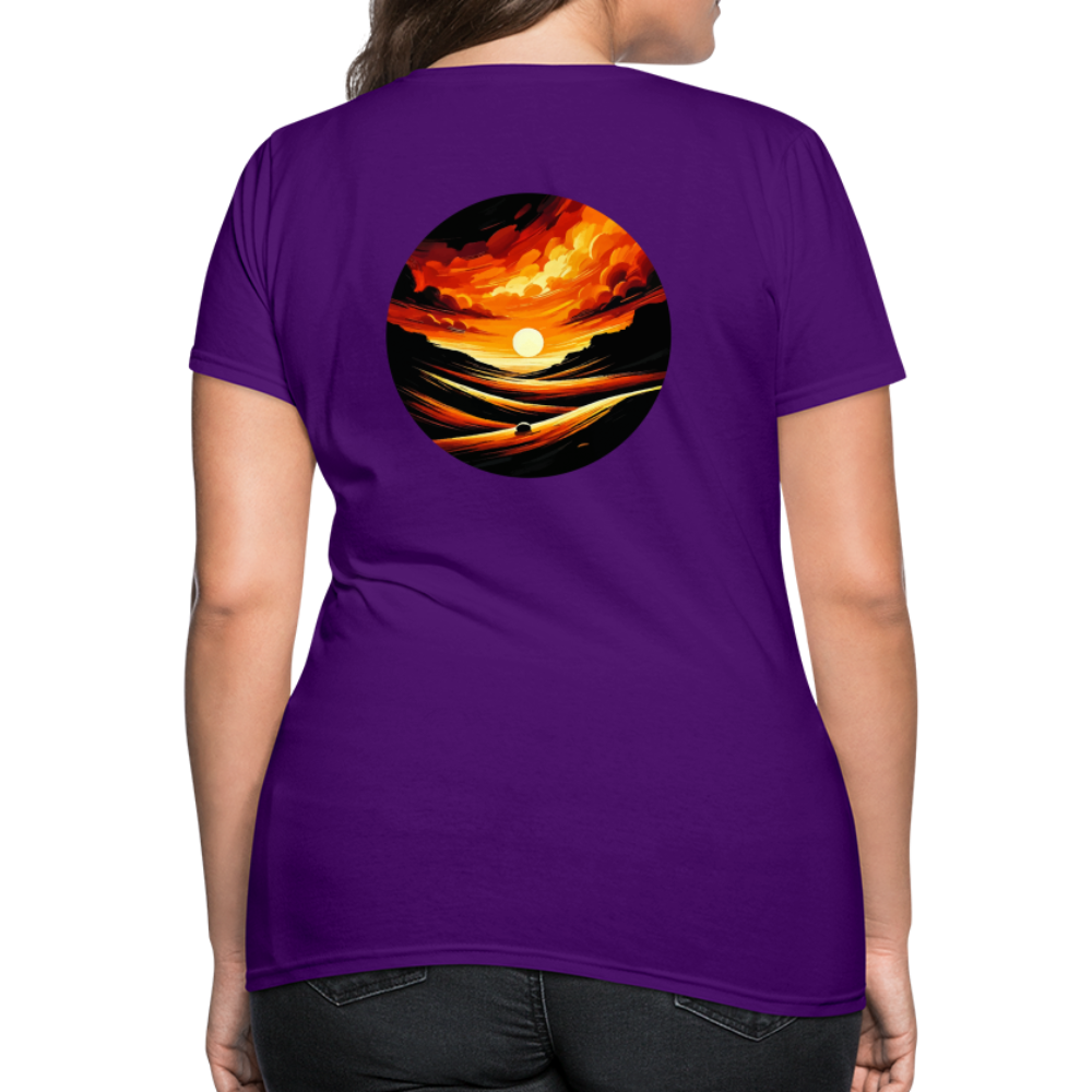 Women's Desert Sunset Graphic T-Shirt with Logo - purple