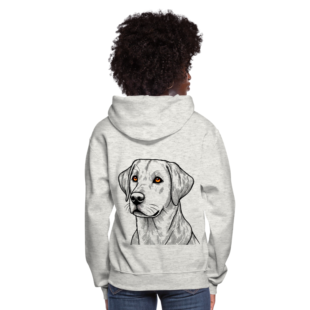 Women's Fine Line Labrador Graphic Hoodie with Logo - heather oatmeal