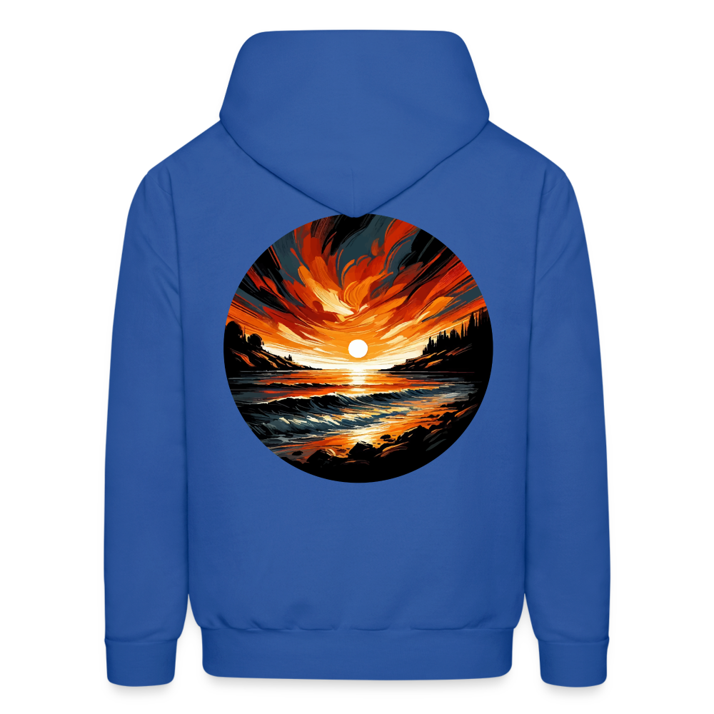 Men's Beach Sunset Graphic Hoodie with Logo - royal blue