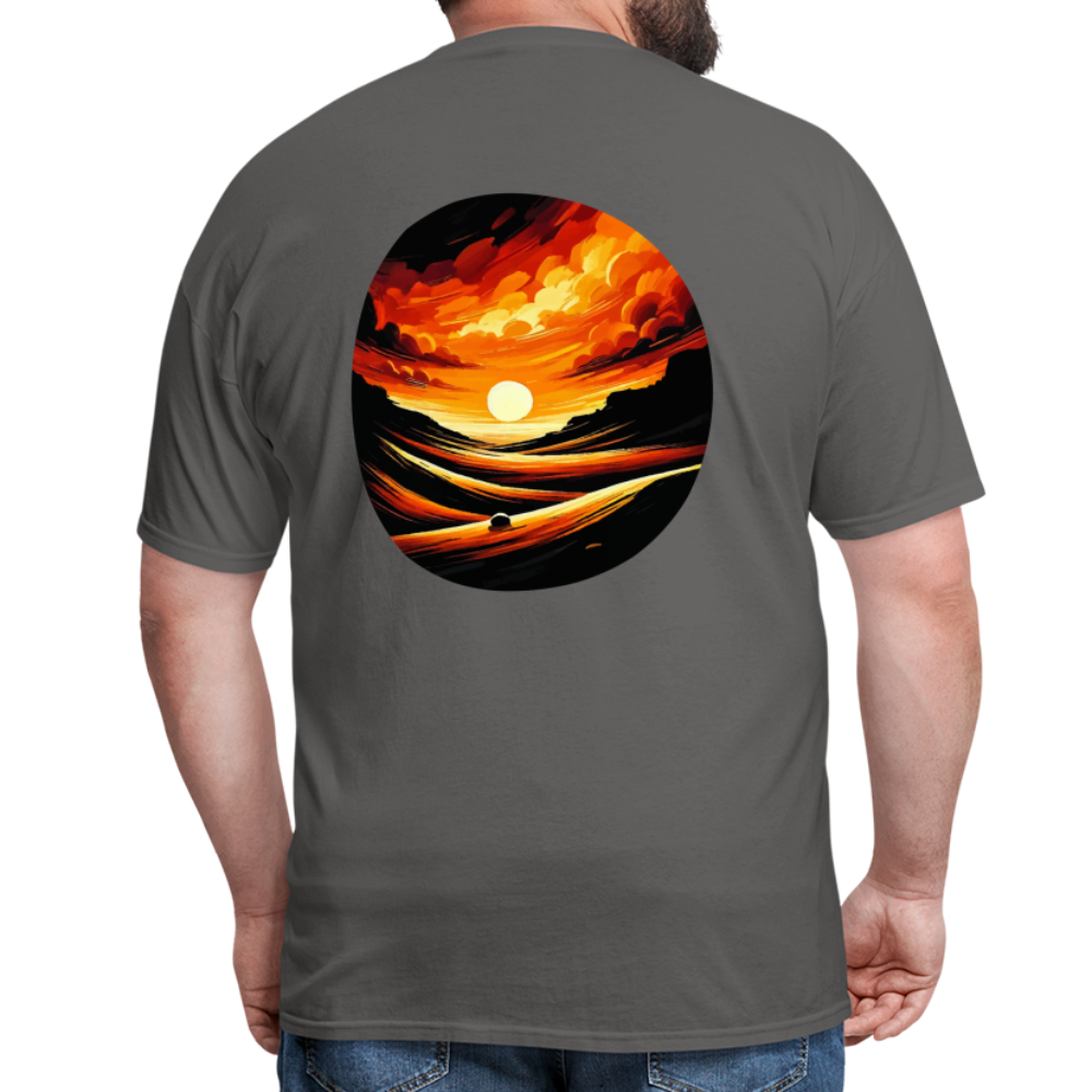 Desert Sunset Graphic Unisex Classic T-Shirt with Logo - charcoal