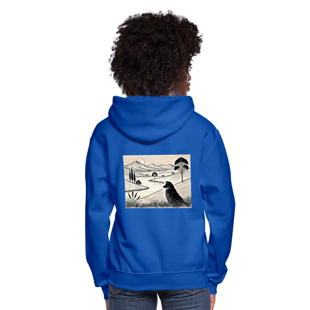 Women's Australian Shepherd Prairie Graphic Hoodie with Logo - royal blue