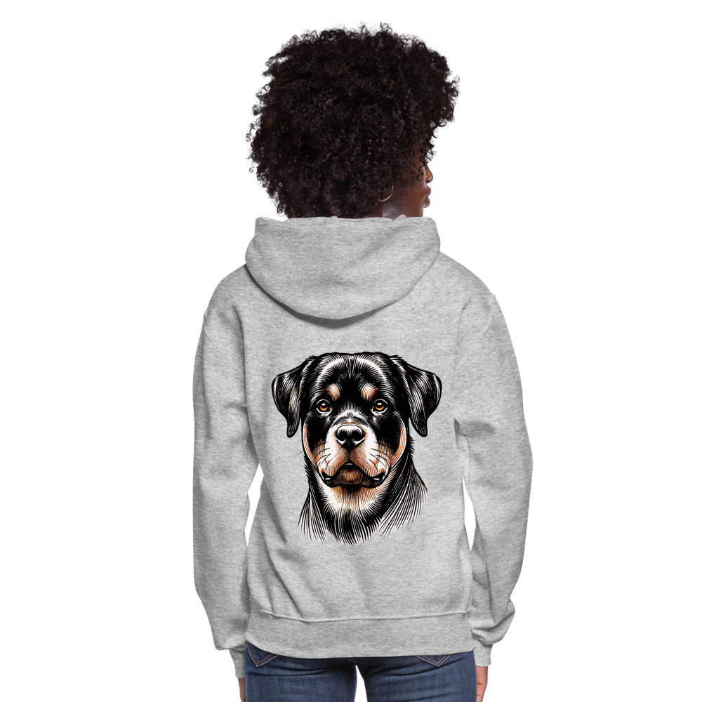 Women's Fine Line Rottweiler Graphic Hoodie with Logo - heather gray