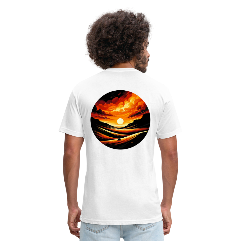 Desert Sunset Graphic Unisex Fitted Cotton/Poly T-Shirt with Logo - white