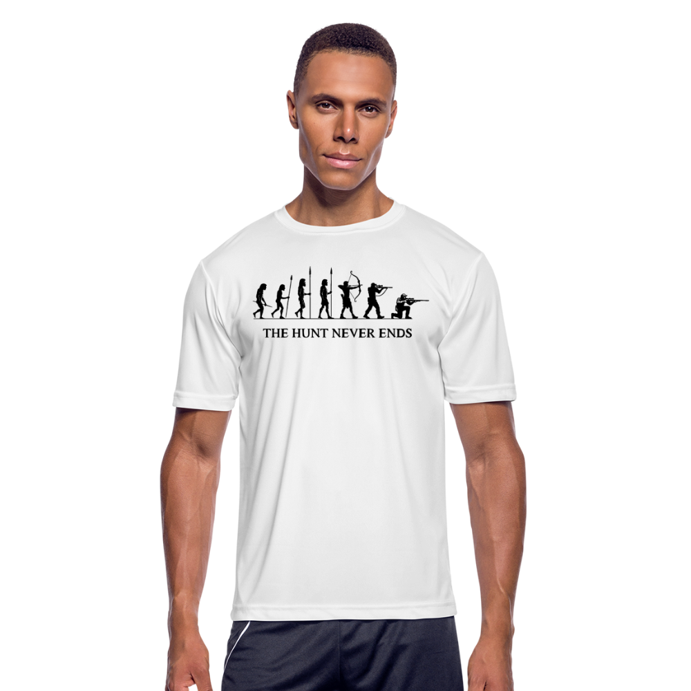 A Hunter's Evolution Moisture Wicking Performance T-Shirt with Logo - white