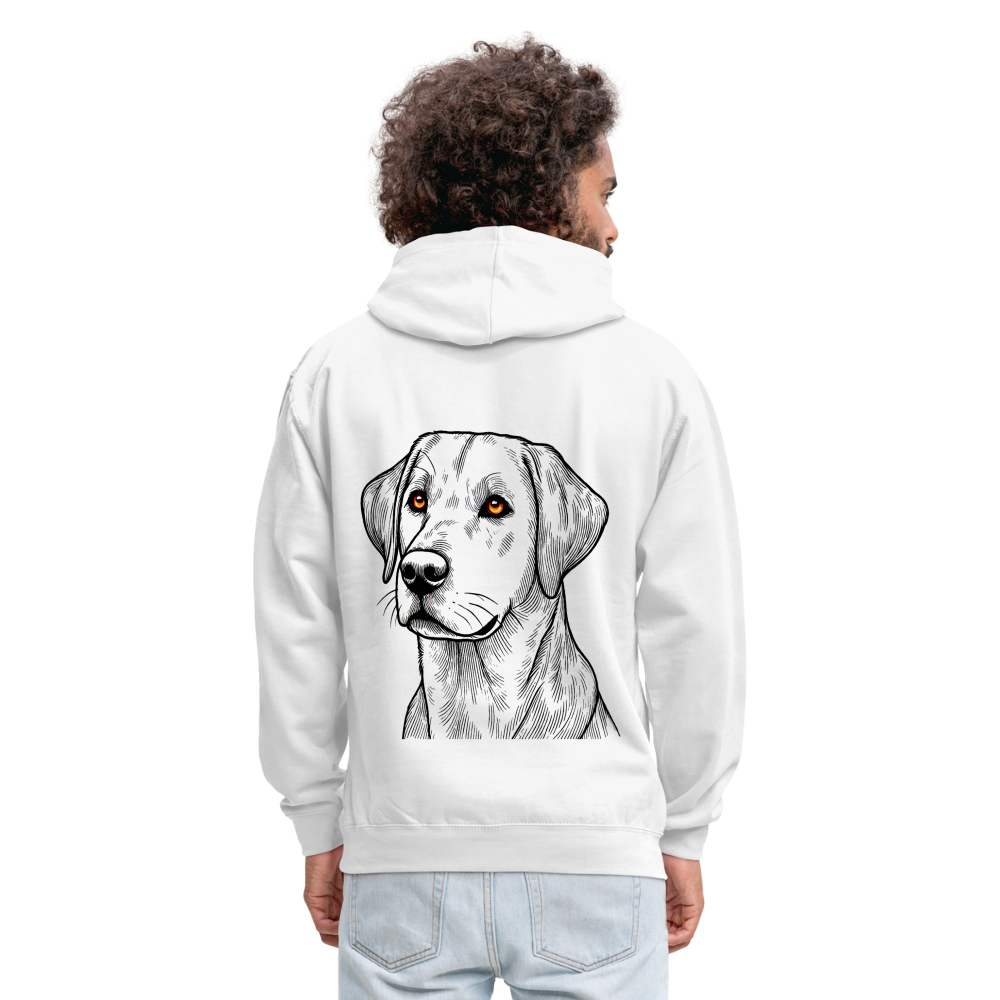 Fine Line Labrador Graphic Unisex Contrast Hoodie with Logo - white/gray