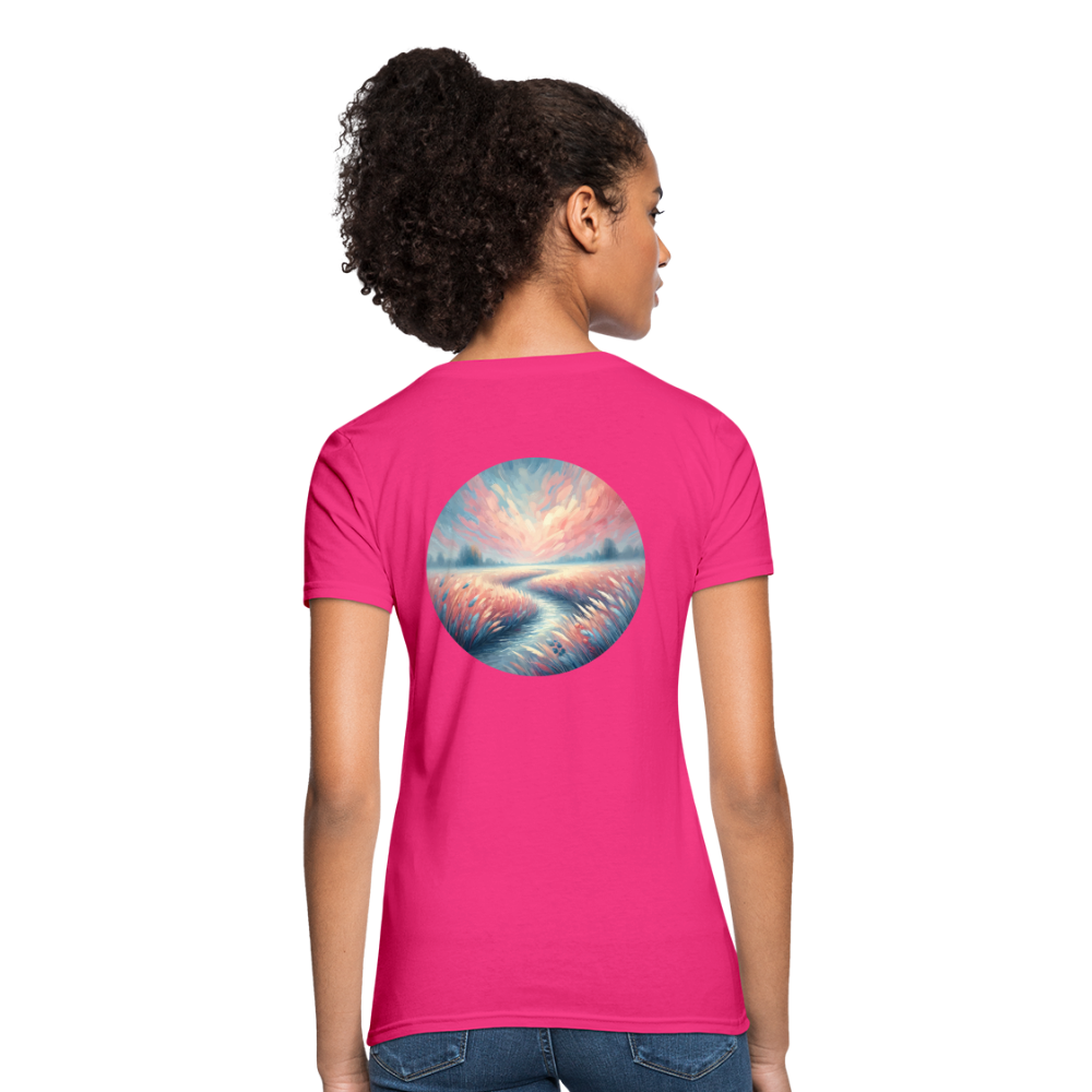 Women's River Meadow Graphic T-Shirt with Logo - fuchsia