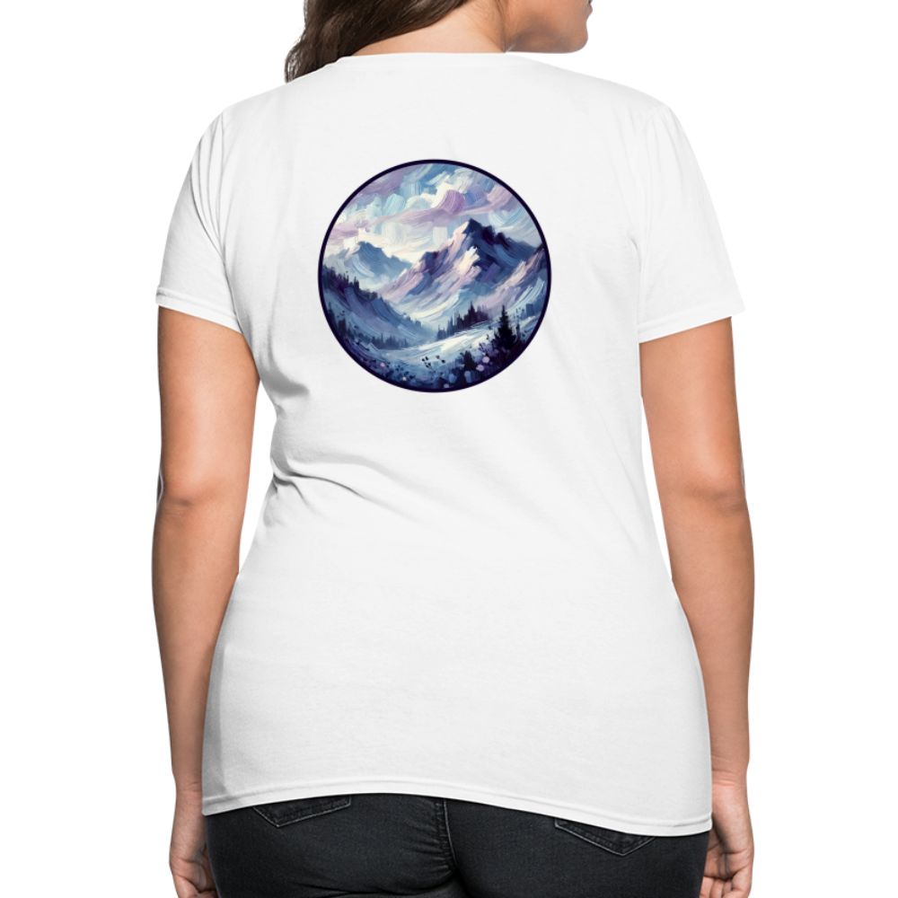 Women's Lavender Blue Mountain Range T-Shirt with Logo - white