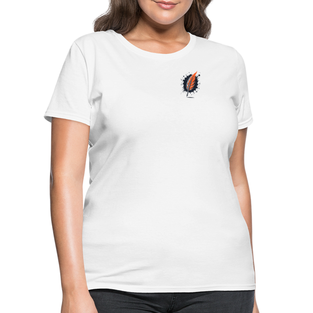 Women's Orange and Black Mountain Range T-Shirt with Logo - white