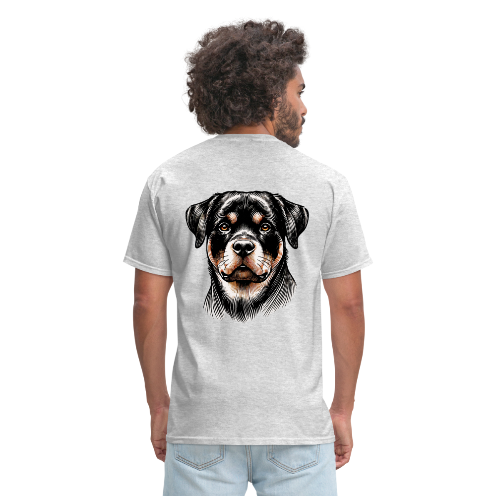 Fine Line Rottweiler Graphic Unisex Classic T-Shirt with Logo - heather gray