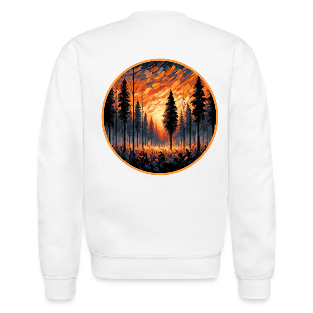 Orange Forest Sunset Crewneck Sweatshirt with Logo - white