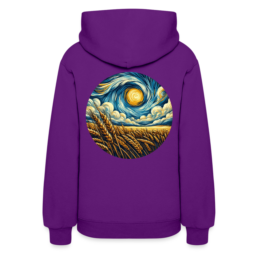 Women's Wheat Field Graphic Hoodie with Logo - purple