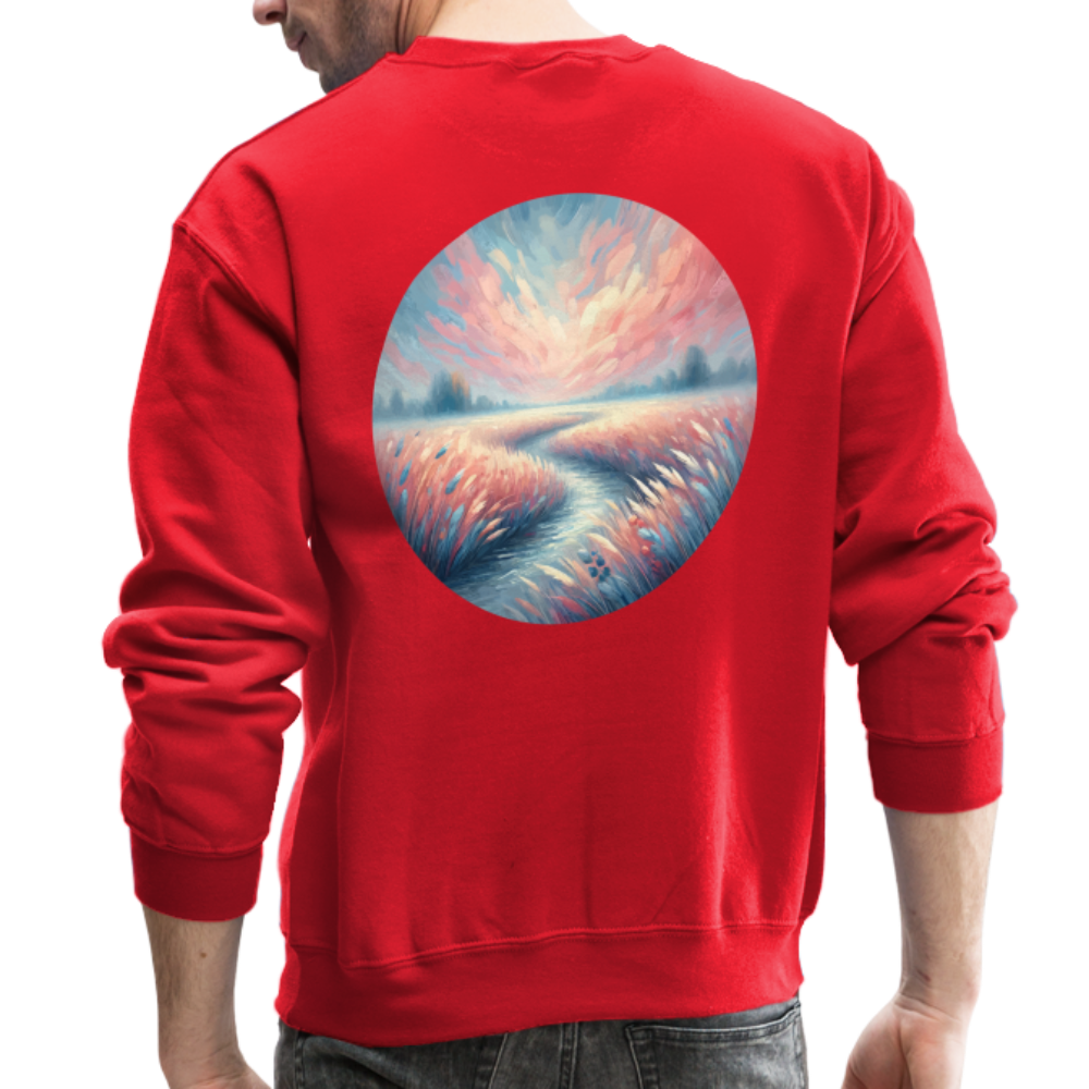 River Meadow Graphic Crewneck Sweatshirt with Logo - red