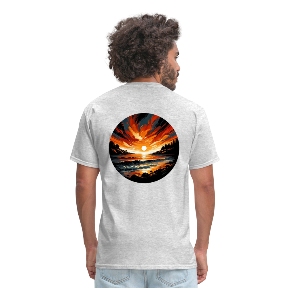 Beach Sunset Graphic Unisex Classic T-Shirt with Logo - heather gray