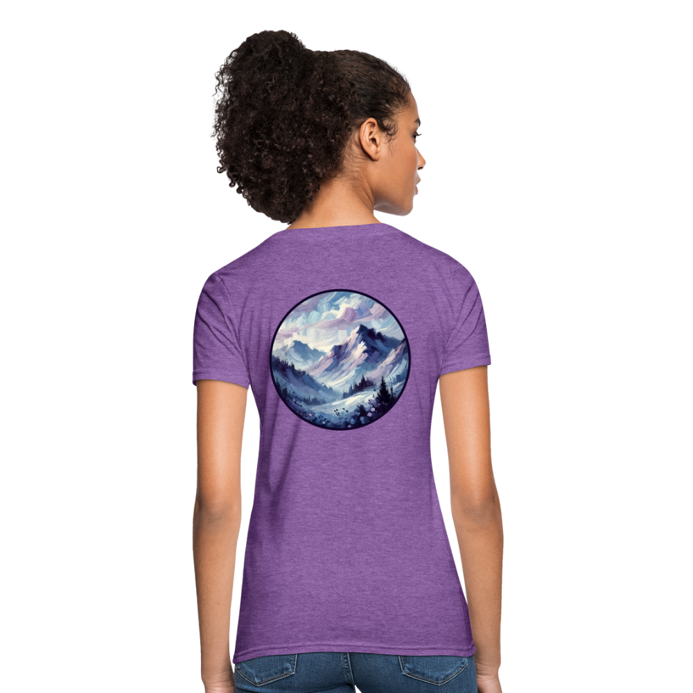 Women's Lavender Blue Mountain Range T-Shirt with Logo - purple heather