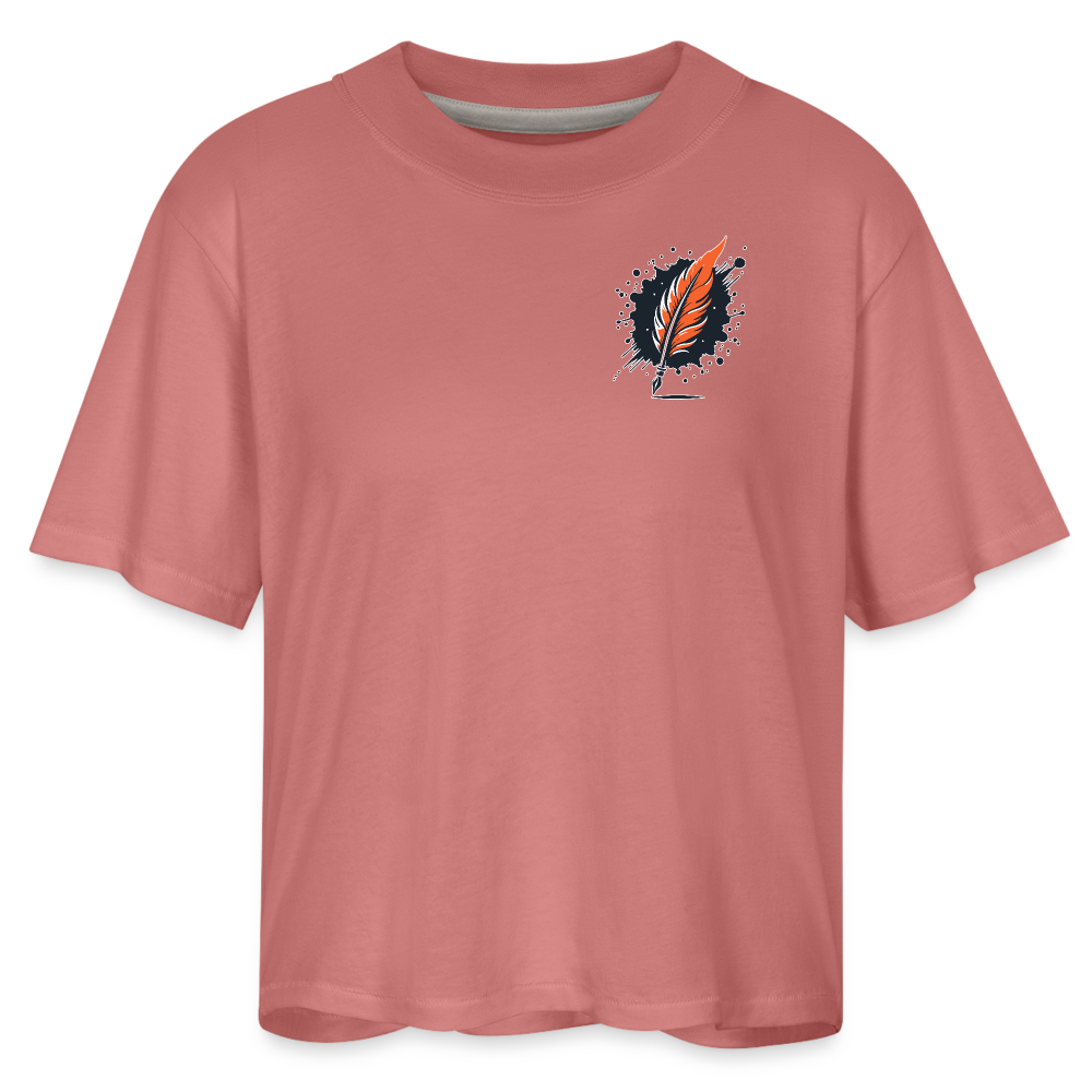 Women's Official Ink and Ember  Yin and Yang Boxy Tee with Logo - mauve